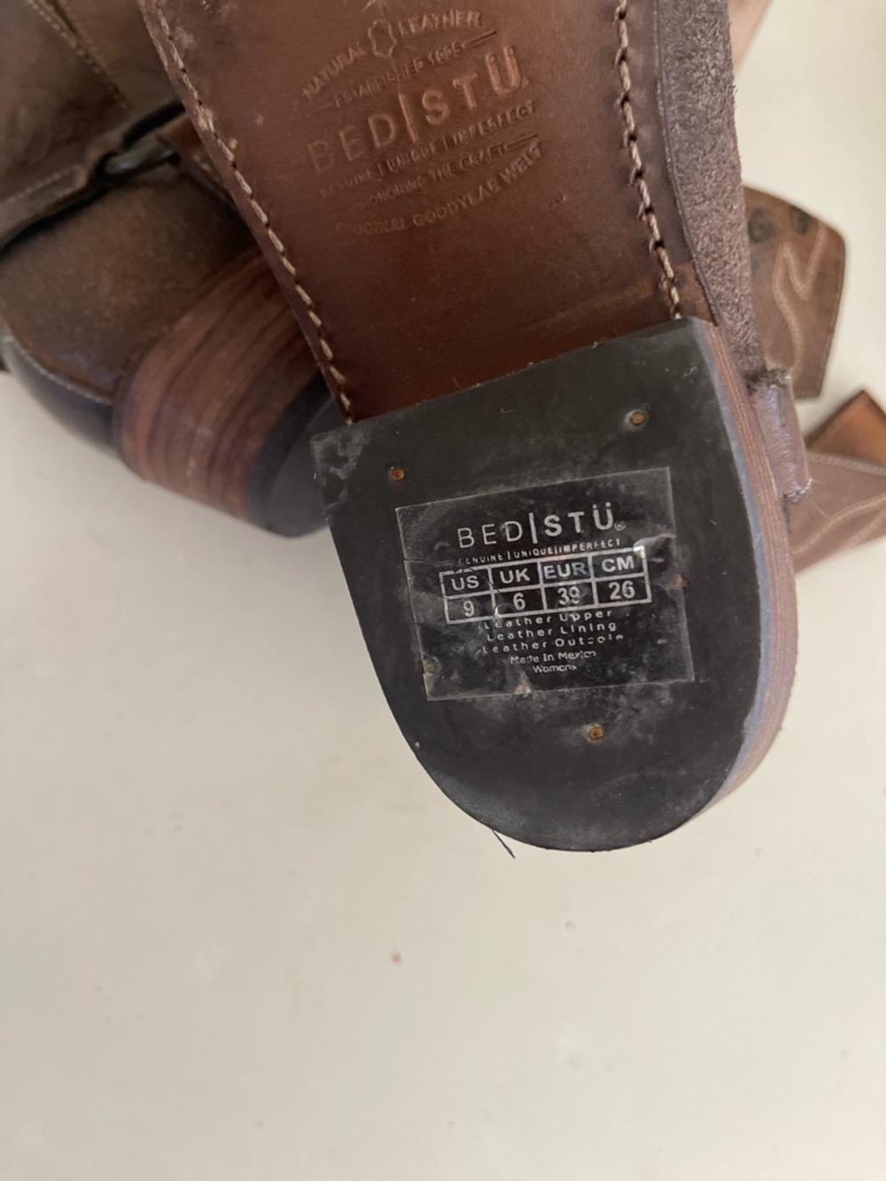 Bed Stu Brown Distressed Leather Harness Ankle Boots - Picture 9 of 9